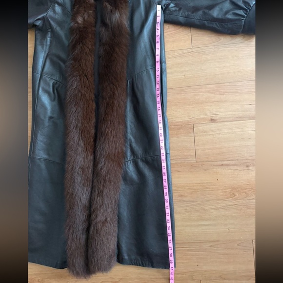 Damselle Dark Brown Fox Fur Leather Coat - Picture 12 of 13